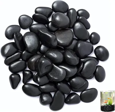 Obrázok produktu pre Riečne kamene 1 kg, 1-3 cm, čierna, leštená, pre akváriá