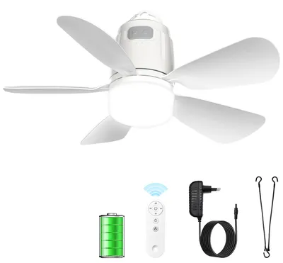 Deckenventilator mit Akku, 50 cm, Campinglicht, Fernbedienung