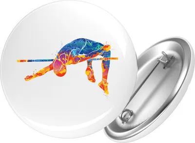 Produktbild von Huuraa Button Leichtathletik Hochsprung 25mm rund mit Sicherheitsnadel Ansteckbutton Geschenkidee