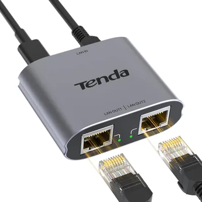 Produktbild von Tenda LAN Splitter 1 auf 2, Gigabit LAN Switch 2 Port LAN Verteiler LAN Hub