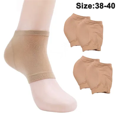 Produktbild von 2 Paar Silikon Gel Fersenschutz Fersensocke Fersenbandage Fersenkissen Fußpflege Fersenpolster: (S/M/L)