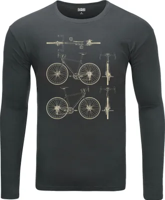 Produktbild von Herren Warm, Langarm-T-Shirt mit Druck Fahrrad-Blaupausen Dunkelgrau Gr.S