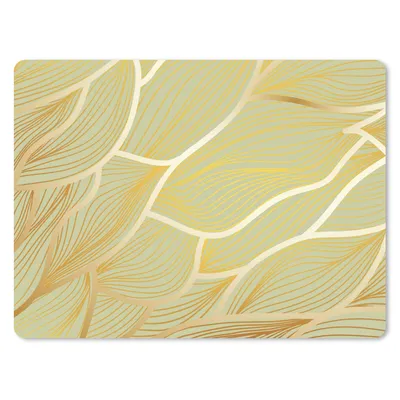 Produktbild von MuchoWow® Mauspad Mousepad Goldene Wellen auf grünem Hintergrund 23x19 cm - Mousepads - Maus Mat - Pad - Mausunterlage - Schreibtischunterlage - Mauspad
