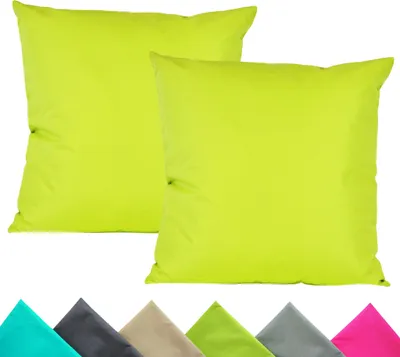 Produktbild von JACK 2er Set 40x40cm Outdoor Kissenhülle Kissenbezug Wasserfest Sitzkissen Lounge Kissen Garten Stuhl Lotus Effekt, Farbe:Limette