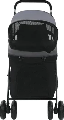 Produktbild von Katzen- und Hunde-Buggy - Klappbarer Haustierwagen - Belastbar bis 30 kg - Korb 67x37x70 cm - 4 Räder - Schwarz