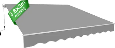 Produktbild von UISEBRT 360 X 300 cm Gelenkarmmarkise Aluminium Markise Klemmarkise Sonnenmarkise Balkonmarkise Sonnenschutz Handkurbel Hellgrau