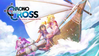 Characters from Chrono Cross on a boat sailing on the ocean.