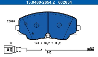 Produktbild von ATE 13.0460-2654.2 Bremsbelagsatz, Scheibenbremse x