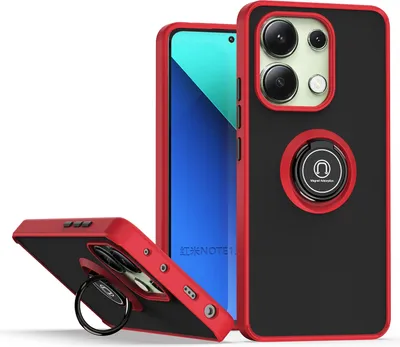 Produktbild von Hülle für Xiaomi Redmi Note 13 4G Ring Halter Ständer Matte Transluzent TPU Bumper Stoßfest Schutzhülle Rot