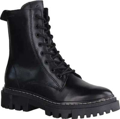 Obrázok produktu pre Tamaris 25276-41 Damen, Boots, Leder, Schwarz, Combat Boots - Damenschuhe Modische Stiefelette / Boots, Schwarz, leder, výška podpätku: 20 mm