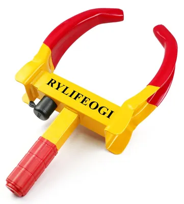 Produktbild von Radkralle Radschloss Diebstahlschutz - Verstellbar 5 bis 31 cm - Gelb und Rot - Für Auto, Wohnwagen und Anhänger