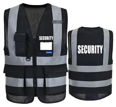 Obrázek produktu pro Reflexní vesta, žlutá, oranžová, černá. Ordner. Značka: Security. Pomocník požární ochrany. Velikost: L