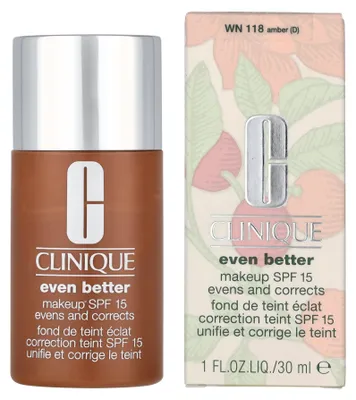 Produktbild von Clinique Even Better Broad Spectrum SPF 15, Flasche, Flüssigkeit, Aufhellend, Feuchtigkeitsspendend, Schutz, Glättend, Warm, WN 118, Amber