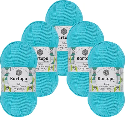 Produktbild von 0,5kg Kartopu Baby Natural Baumwolle Häkelgarn Strickgarn Acryl-Baumwolle Farbwahl, Farbe:K551 türkis
