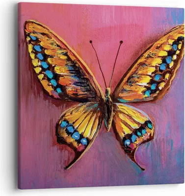 Produktbild von Bild auf Leinwand - Leinwandbild - Einteilig - Schmetterling bunt gemalt - 40x40cm - Wand Bild - Wanddeko - Wandbilder - Leinwanddruck - Bilder - Wanddekoration - Leinwand bilder - AC40x40-5012