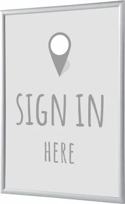 Produktbild von Showdown Klapprahmen - DIN A1 - Komplett-Set - Sign In Here Englisch - Grau/Silber