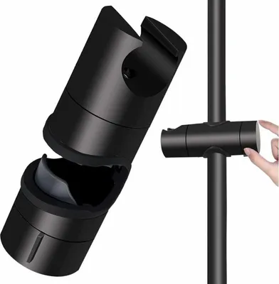 Produktbild von Duschhalterung, universeller schwarzer Duschkopfhalter für 20–25 mm Duschstange ABS und verbesserte Version Duschkopfhalter, Mattschwarz