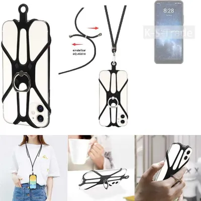 Produktbild von K-S-Trade 3in1 Handykette Handyband Handykordel Halsband Smartphone-Ring Handy-Ring kompatibel mit Sharp Rouvo V Fingerhalterung Handyring