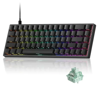 Imagen del producto de Teclado FUN68 HE de 65%, con activación rápida, cableado, resolución 8K, frecuencia de muestreo de 8000 Hz, interruptores magnéticos con efecto brillante, color negro