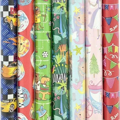 Productafbeelding van Präsenta Assortiment luxe cadeaupapier inpakpapier voor kinderen 6 - 200 x 70 cm - 3 rollen