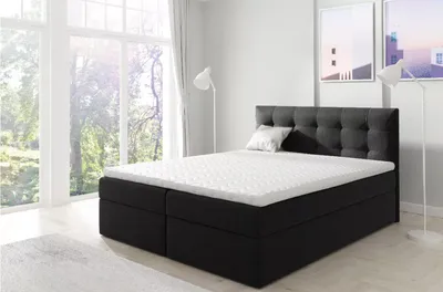 Obrázek produktu pro Čalouněná boxspringová postel 200x220 IVANA 1 - černá + topper