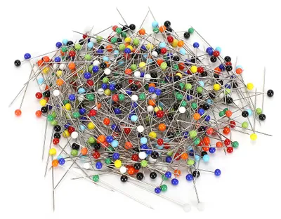 Produktbild von 500 Stück bunte Stecknadeln mit Perlkopf aus Kunststoff, Nähzubehör für DIY-Handarbeiten, 4 mm bis 38 mm