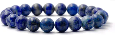Obrázok produktu pre Náramok z drahých kameňov Bixorp Gems Lapis Lazuli - náramok s leštenými korálkami z drahých kameňov
