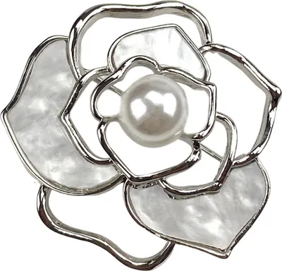 Produktbild von Brosche für Damen, Kamelie, Kunstperle, rutschfest, verschleißfest, hochwertiger Mantelkragen, Hut, Schal, Dekoration, Kleidungsnadel, Schmuck