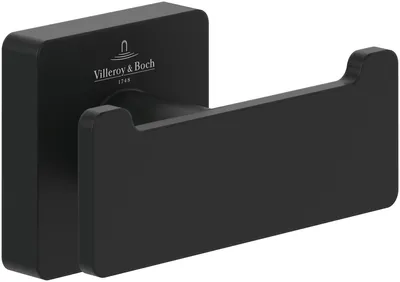 Immagine prodotto di Villeroy & Boch Elements Striking gancio doppio per asciugamani, angolare, a parete, nero opaco, 80x44x45 mm