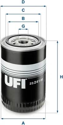 Obrázok produktu pre Olejový filter UFI 23.241.00, závitový filter pre vozidlá PORSCHE 911 a RENAULT TRUCKS Midliner