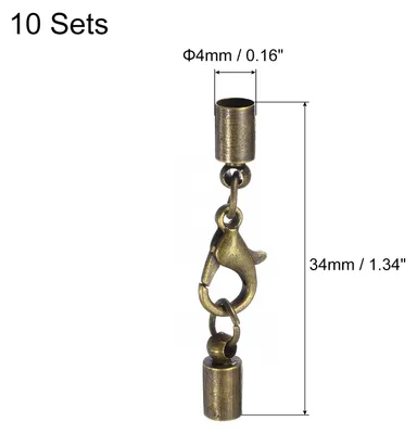 Produktbild von 10 Stš¹ck Kettenverschluss 4mm Lederkordel Endkappen mit Karabinerverschlš¹ssen Verschluss fš¹r Armb?nder Verschlš¹sse DIY Schmuckherstellung Herstellung Lederarmb?ndern, Bronze Ton