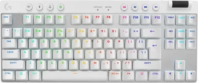Obrázek produktu pro Logitech G PRO X TKL, Bezdrátový, RF bezdrátové + Bluetooth, Mechanický spínač, QWERTY, RGB LED, Bílá