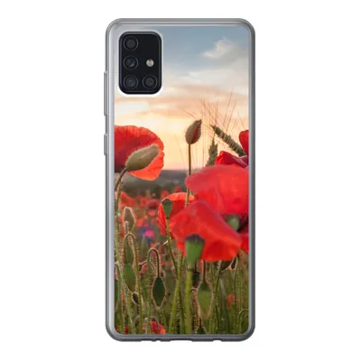 Produktbild von MuchoWow® Handyhülle Schutzhülle Hülle für Samsung Galaxy A52 5G Sonnenuntergang hinter den schönen Mohnblumen Silikon Softcase Handy Hülle - Umschlag