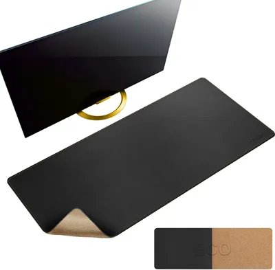 Produktbild von Doppelseitige Schreibtischunterlage 100 x 40 cm - Wasserdichte Mausmatte aus Kork und Kunstleder für Büro und Zuhause