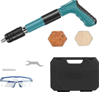 Produktbild von Beton-Nagelwerkzeug, 5-Gang einstellbar, Geräuschreduzierendes Design, Nagelpistole + 100 Nägel
