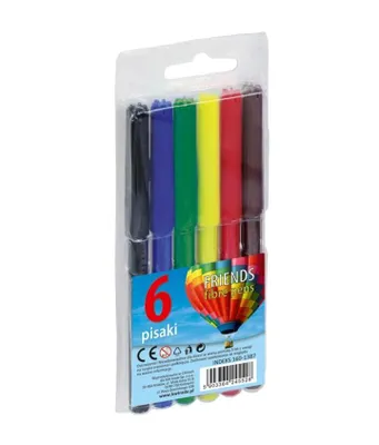 Produktbild von Filzstifte 6 Farben, 2 mm Spitzendicke, 1 mm Strichstärke, Tinte auf Wasserbasis