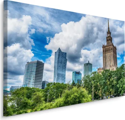 Produktbild von Fabelhafte Canvas LEINWAND BILDER 70x50 cm XXL Kunstdruck Warschau Wolkenkratzer