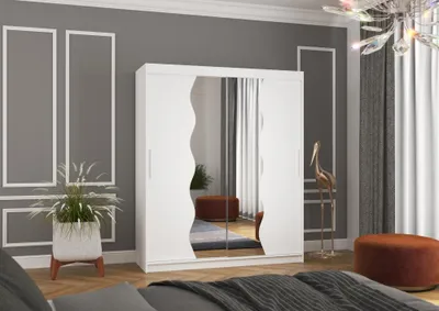 Obrázek produktu pro Zrcadlová šatní skříň 180 cm GAMNIA - bílá