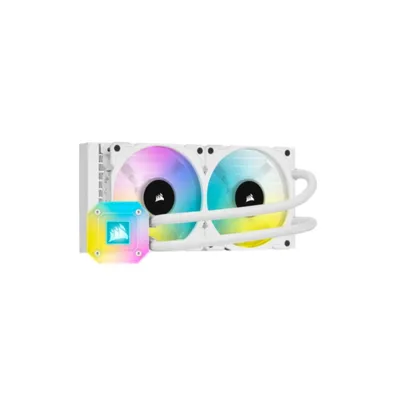 Produktbild von Corsair -Icue H100i Elite Capellix 240 mm RGB Flüssigkeit CPU -Kühler, 2 x 12 cm ML120 RGB PWM -Lüfter, Weiß