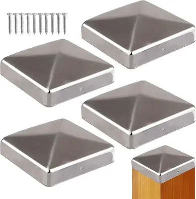 Imagen del producto de Cubiertas metálicas para postes, forma piramidal, 6 x 6 cm, paquete de 5 unidades, para jardín y vallas