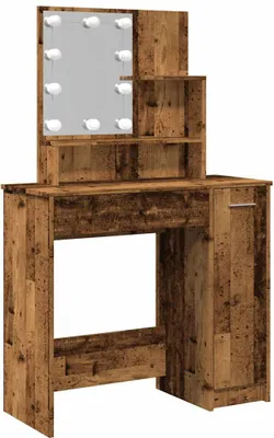 Immagine prodotto di vidaXL Tavolino da toilette con LED effetto legno antico 86,5x35x136 cm