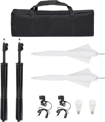 Image de vidaXL Kit studio photo avec éclairage, fond et réflecteur