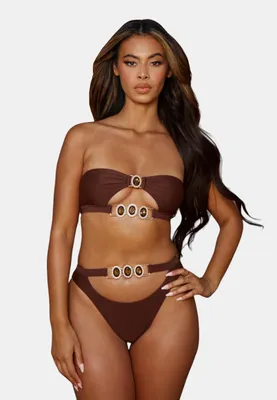 Produktbild von Moda Minx Bikini-Top Amour in tollem Design mit Steinbesatz Coffee XXL