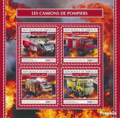 Produktbild von Briefmarken Dschibuti 2017 Mi 2037-2040 Kleinbogen (kompl. Ausg.) postfrisch Feuerwehrfahrzeuge