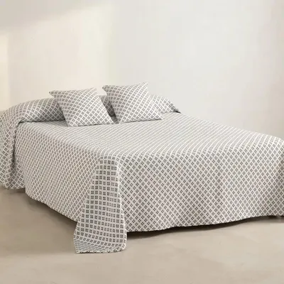 Immagine prodotto di GAMUSI Copripiumino leggero in cotone con motivo a croce jacquard – Blu navy – 235 x 270 cm