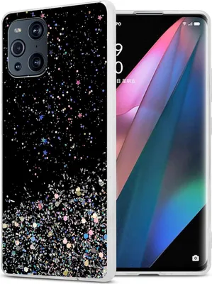 Produktbild von Cadorabo Hülle für Oppo FIND X3 PRO in Schwarz mit Glitter Schutzhülle aus flexiblem TPU Silikon mit funkelnden Glitter Case Cover Etui Handy Hülle