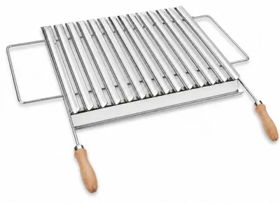 Zdjęcie główne – DEOS Ruszt grillowy BIO ze stali nierdzewnej 53 × 42 cm z drewnianymi uchwytami