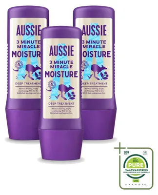 Image de 3 masques capillaires Aussie "3 Minute Miracle Moisture" - 225 ml - Lot de 3