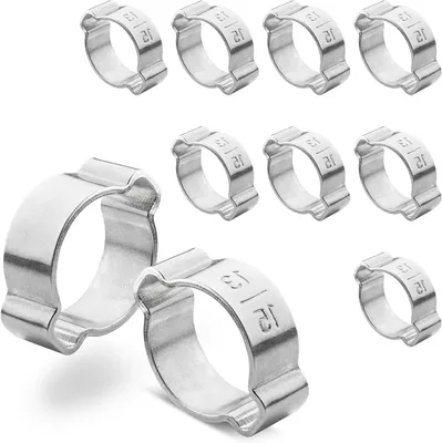 Productafbeelding van Dubbele Oorklemmen - Slangklemmen Twee-oorklemmen - Slangen Bevestigen - Roestvrij Staal - 13-15 mm - Zilver