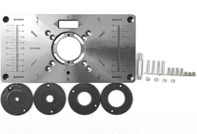 Image de Table de défonçage multifonctionnelle Bancs de travail du bois Aluminium Défonceuse Modèles Machine à graver avec 4 anneaux Outils